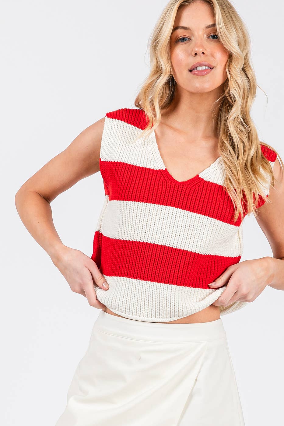 Go Team Striped Sweater Tank