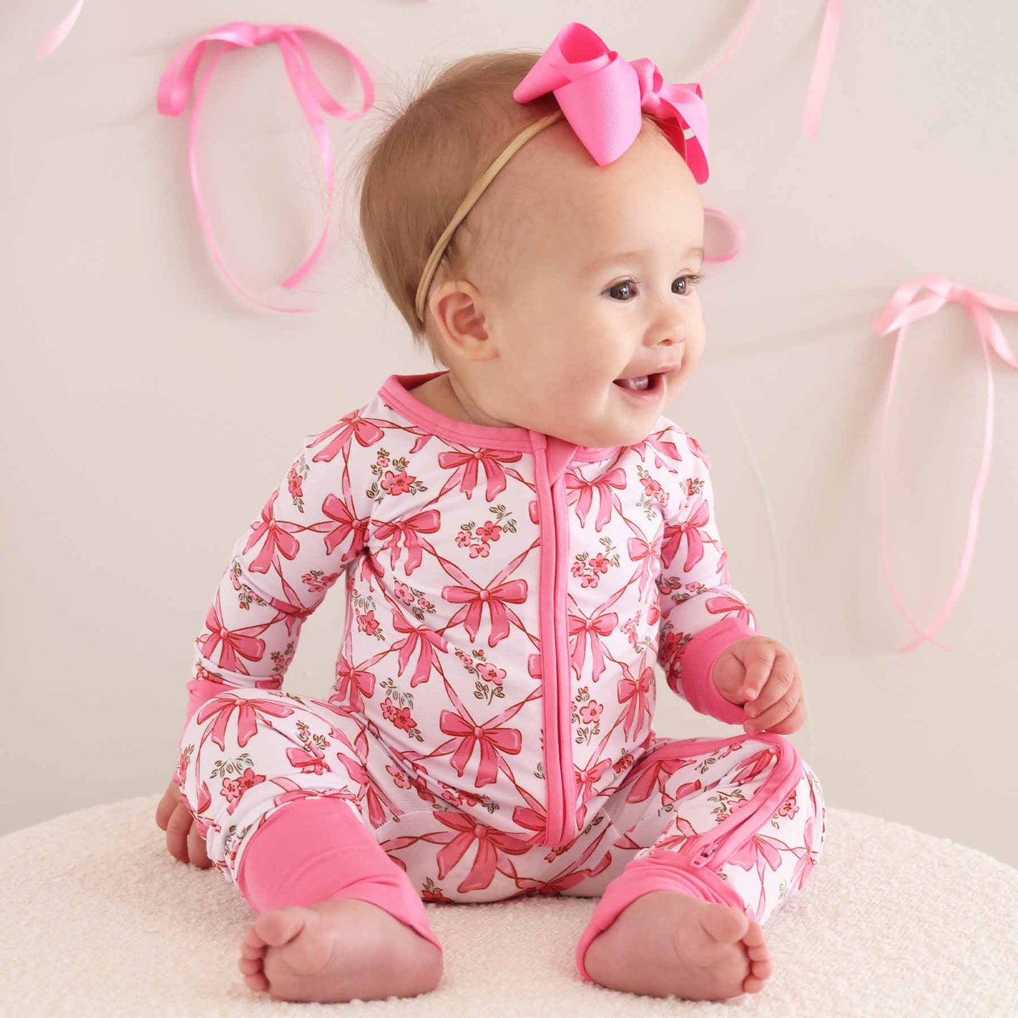 Bow Besties Bamboo Zip Romper