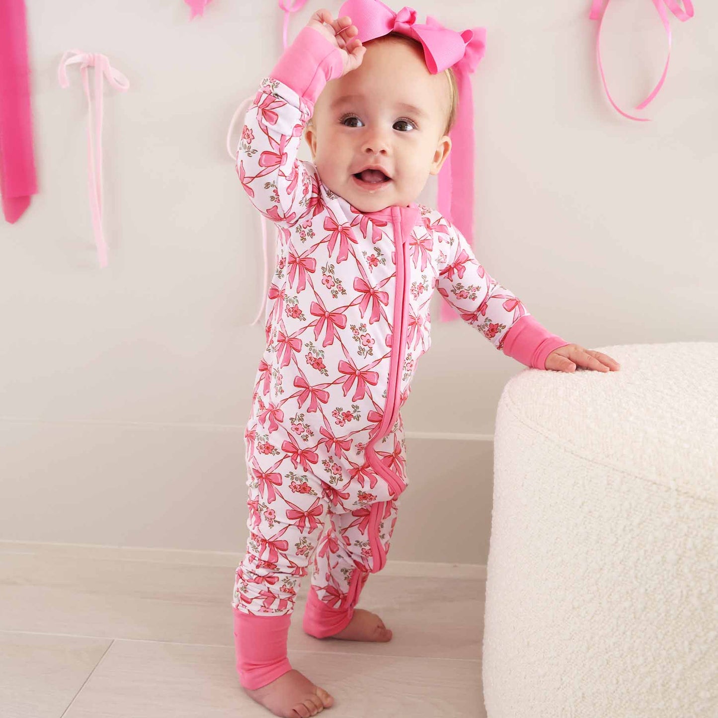 Bow Besties Bamboo Zip Romper