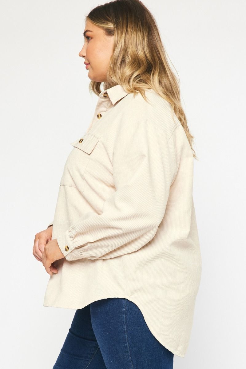 Almond Corduroy Top - Plus