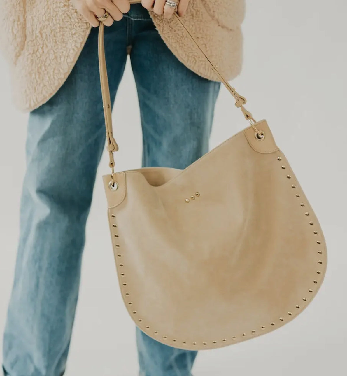 Rosalie Rivet Suede Hobo Bag