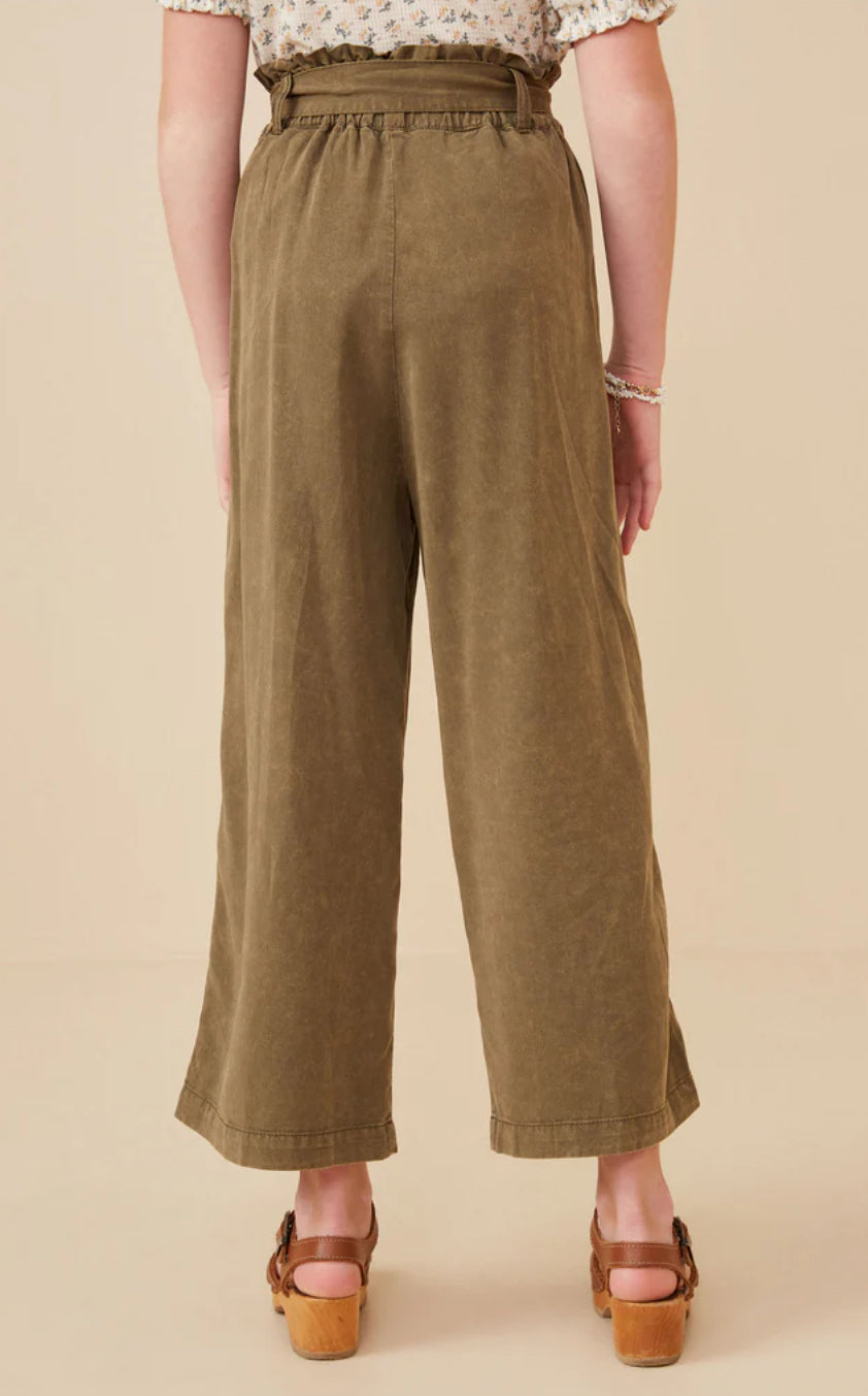 Girls Olive Tencel Pants