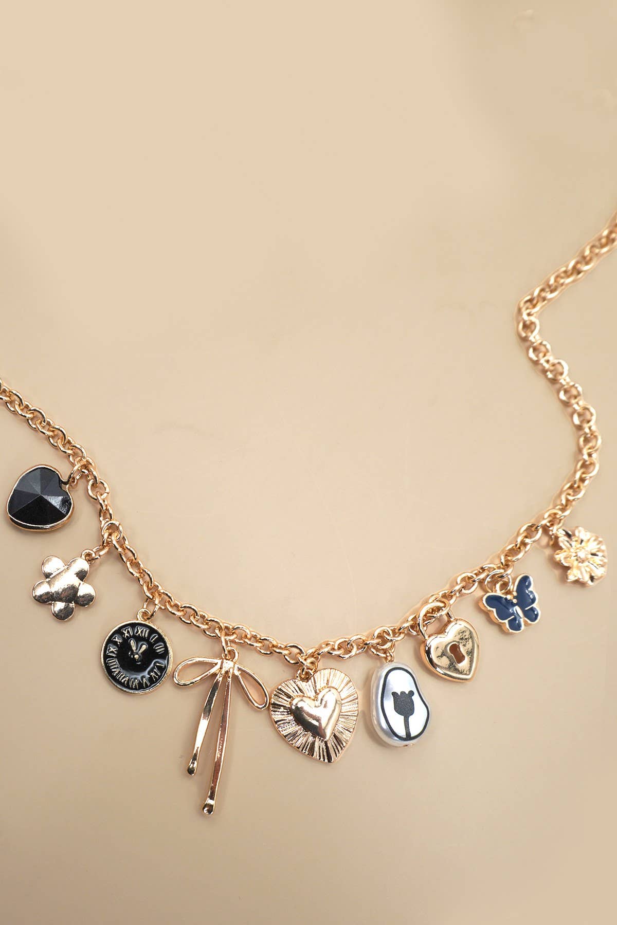 Clock + Lock Vintage Charm Necklace