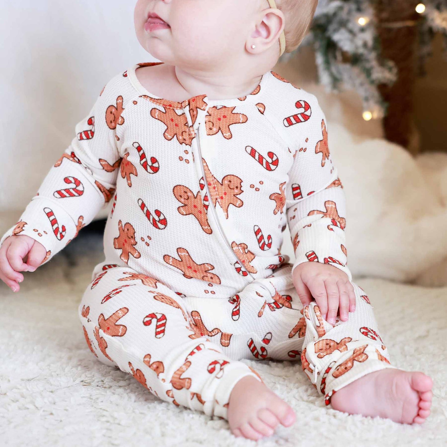 Sleigh Ride Sweets Bamboo Waffle Convertible Zip Romper