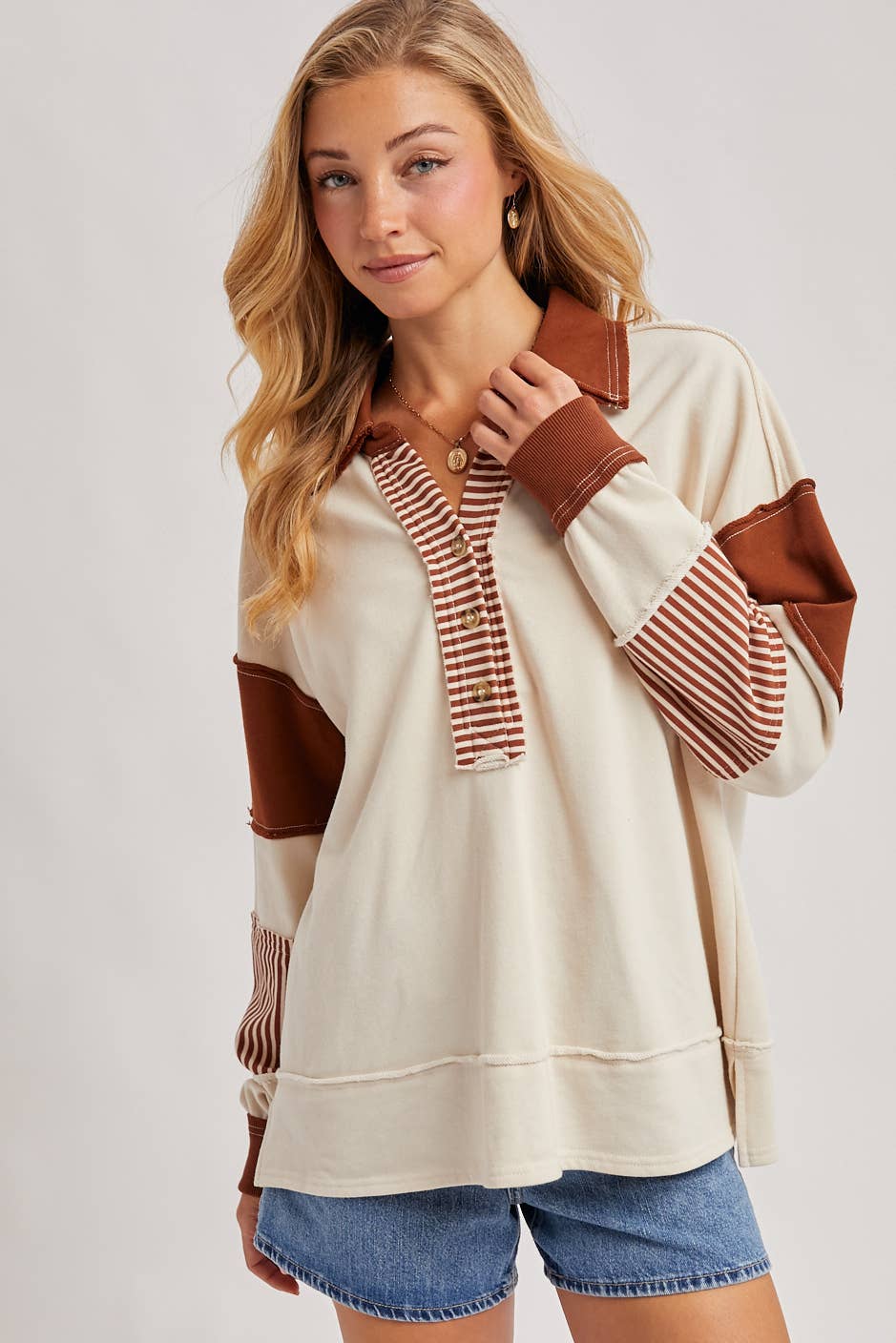 Pumpkin Spice Collar Knit Top