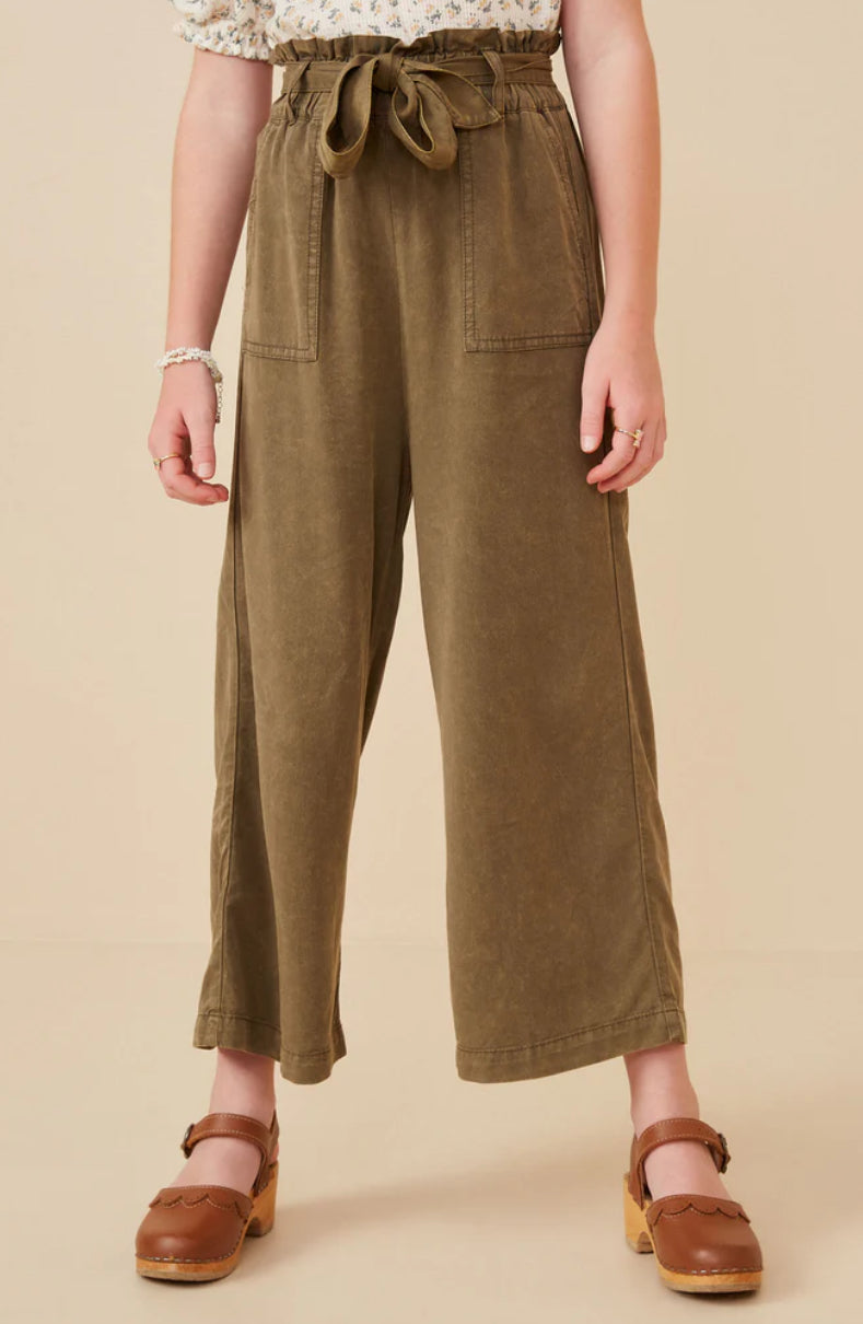 Girls Olive Tencel Pants