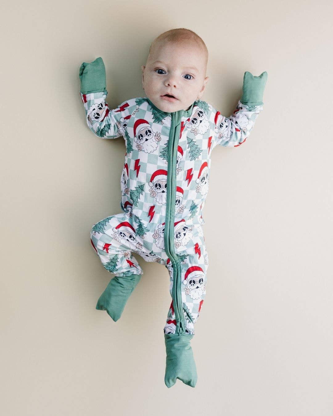 Checkered Peace Santa Bamboo Jammies