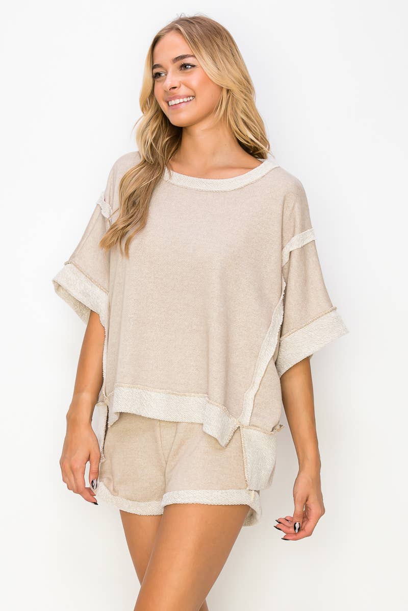 Terry Oversized Contrast Top