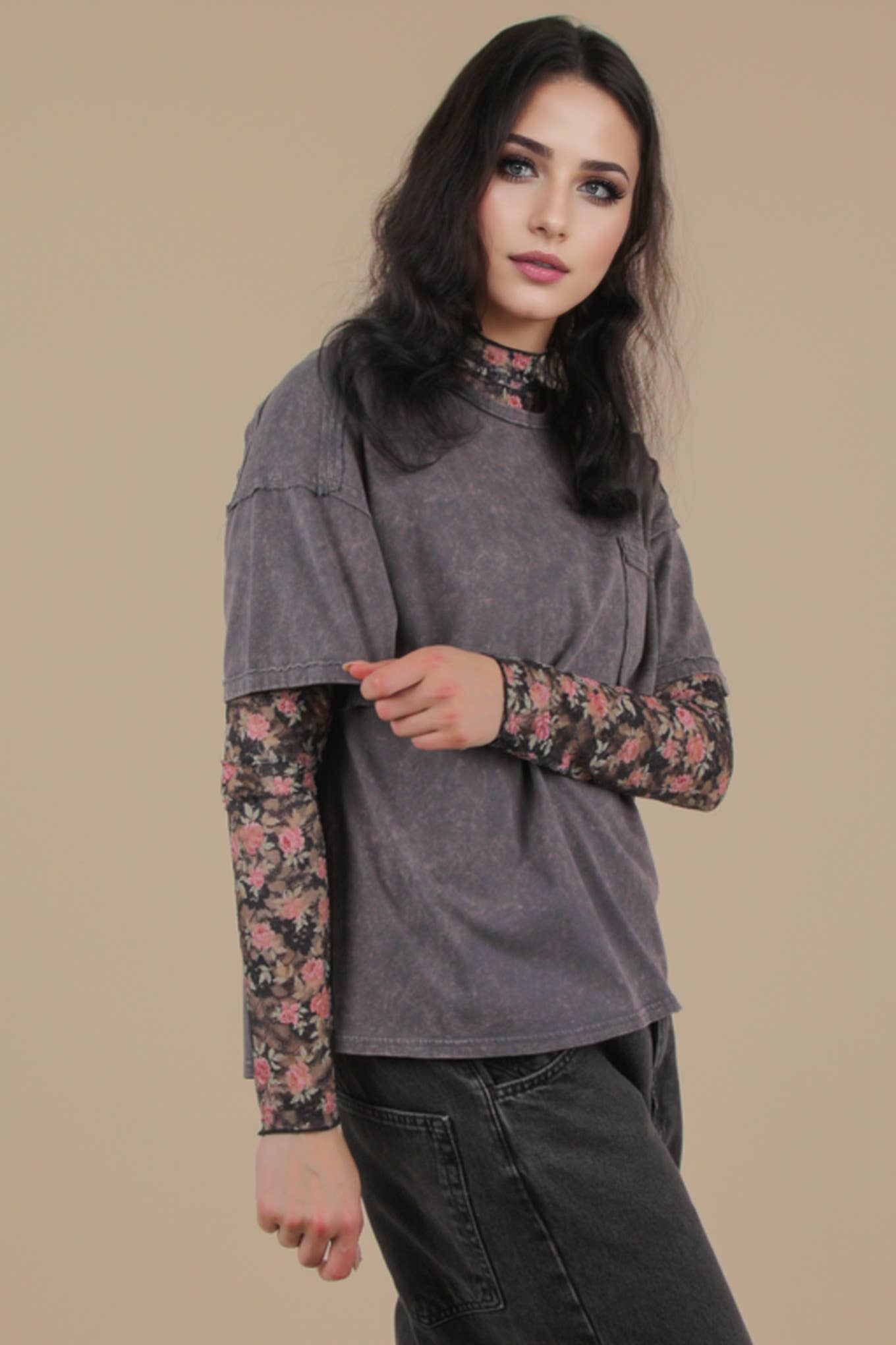 Mineral Washed Knit Pocket Tee