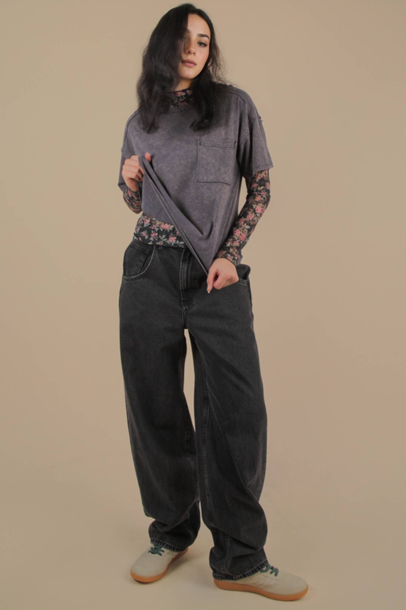 Mineral Washed Knit Pocket Tee