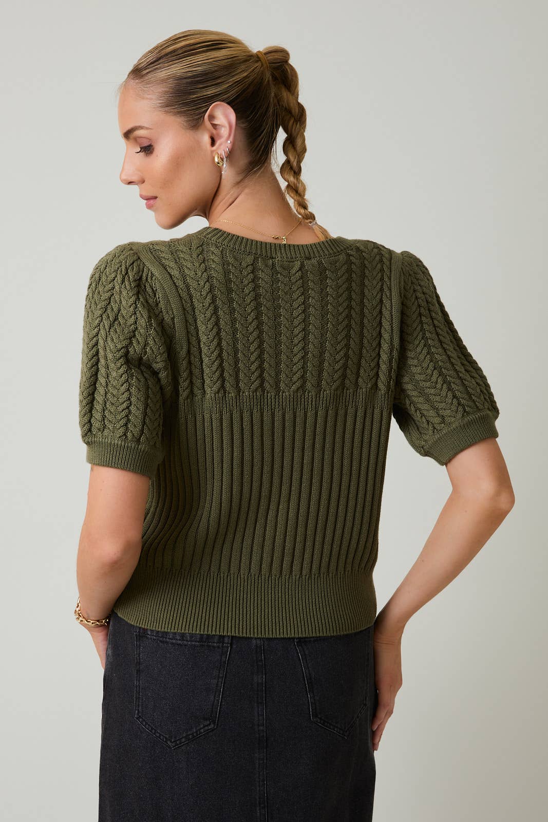 Fall Mood Olive Cable Sweater