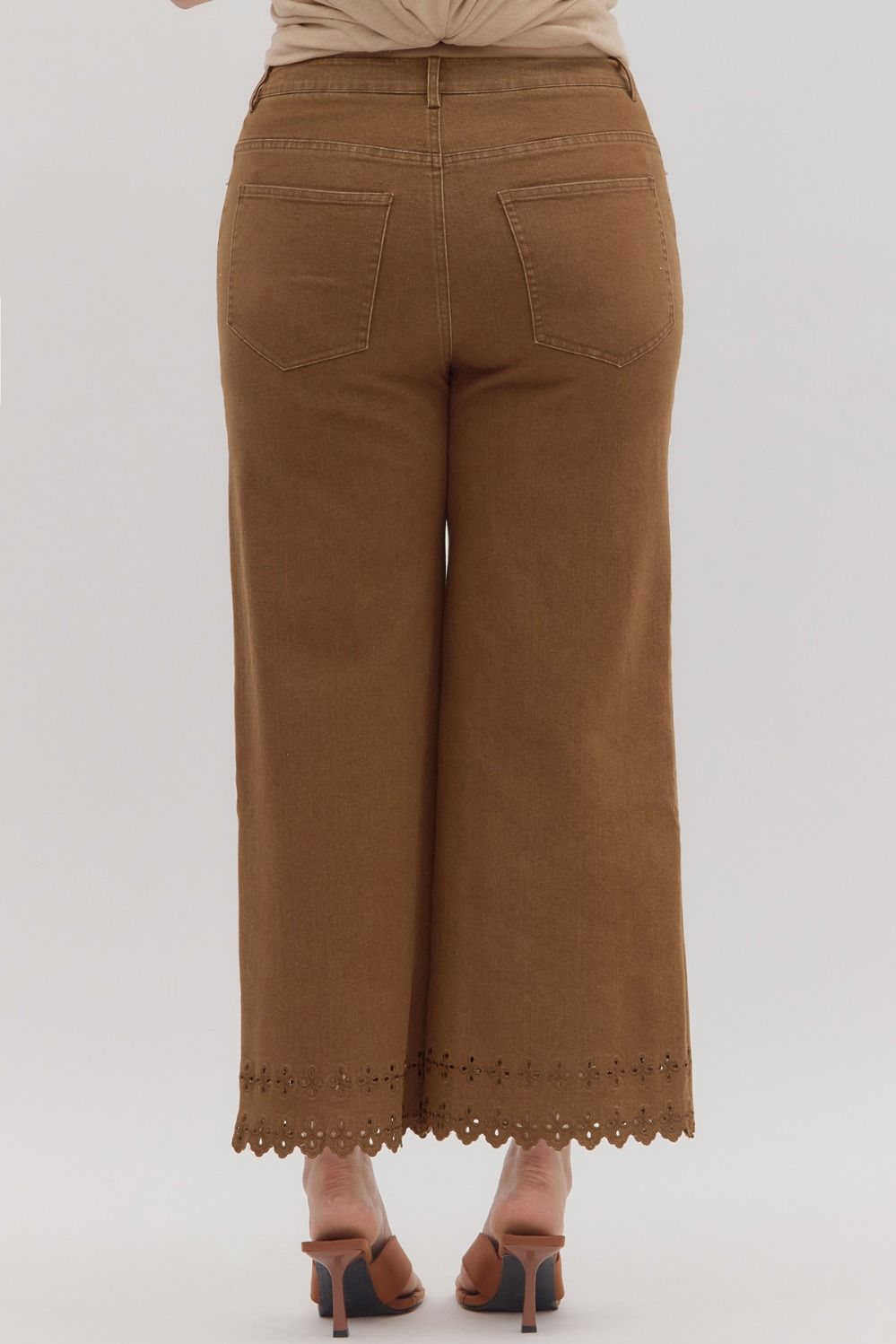 Eyelet Hem Pants - Plus