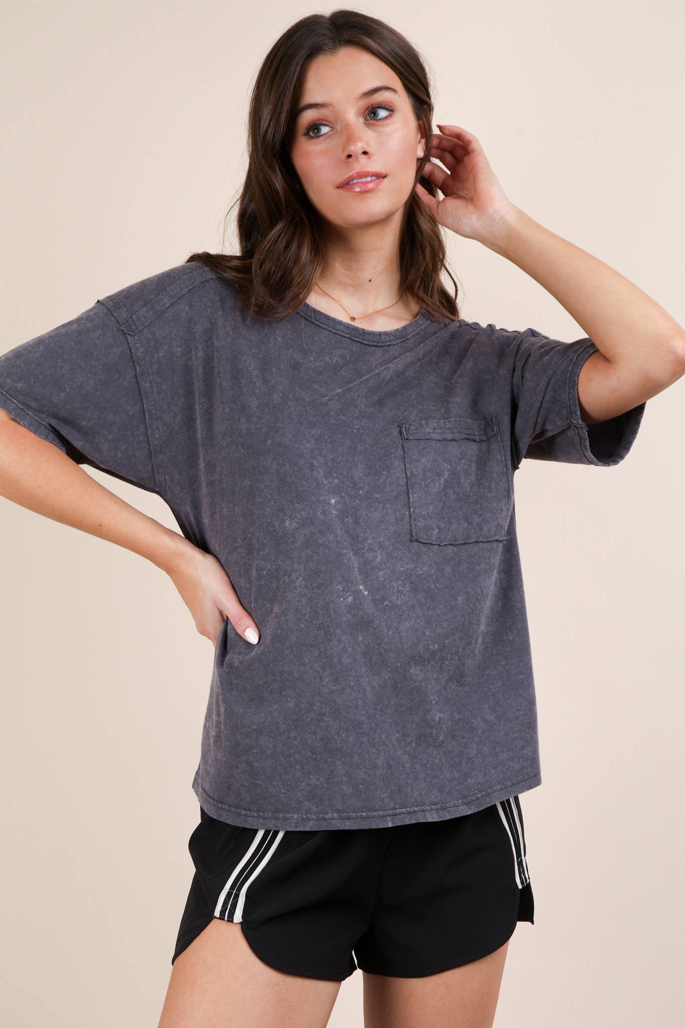 Mineral Washed Knit Pocket Tee
