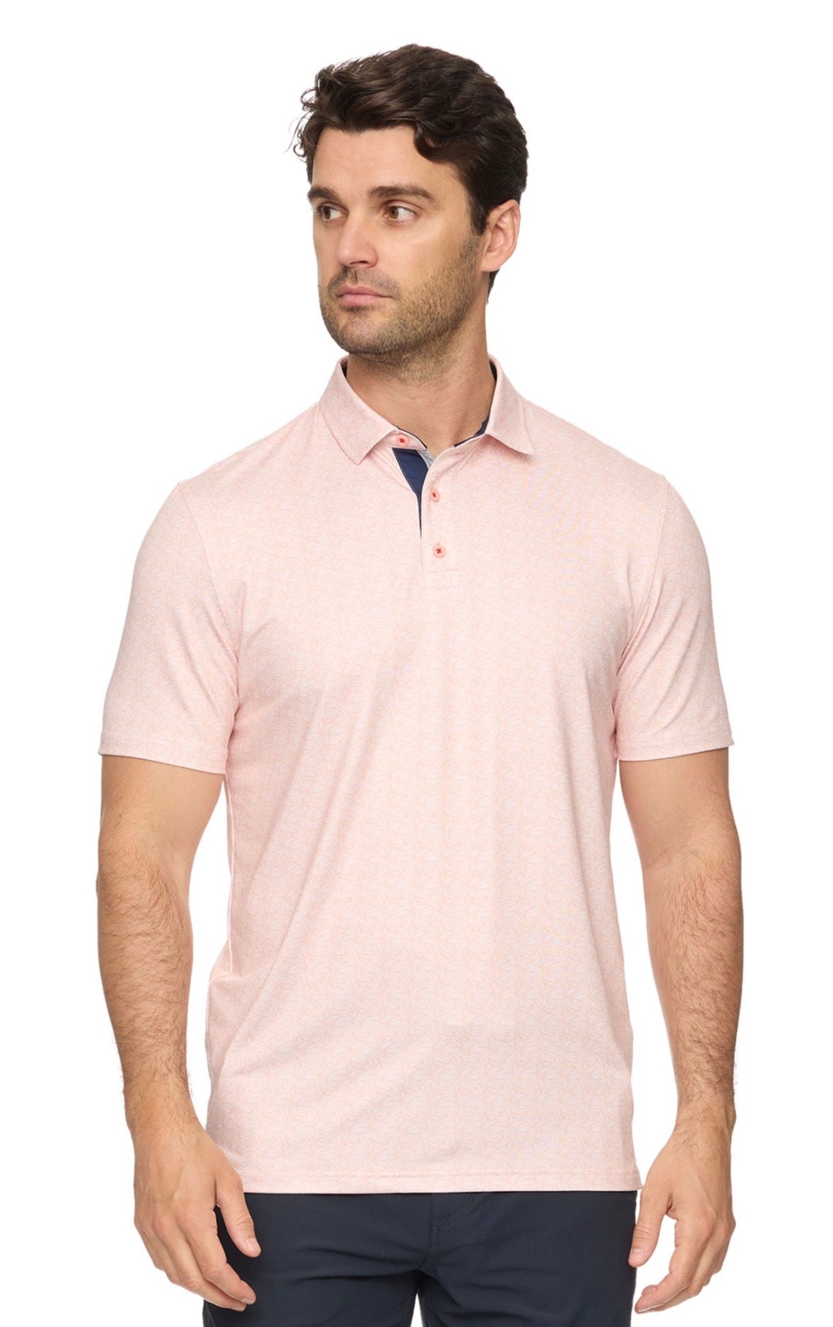 Cloverdale Coral Leaf Printed Performance Polo