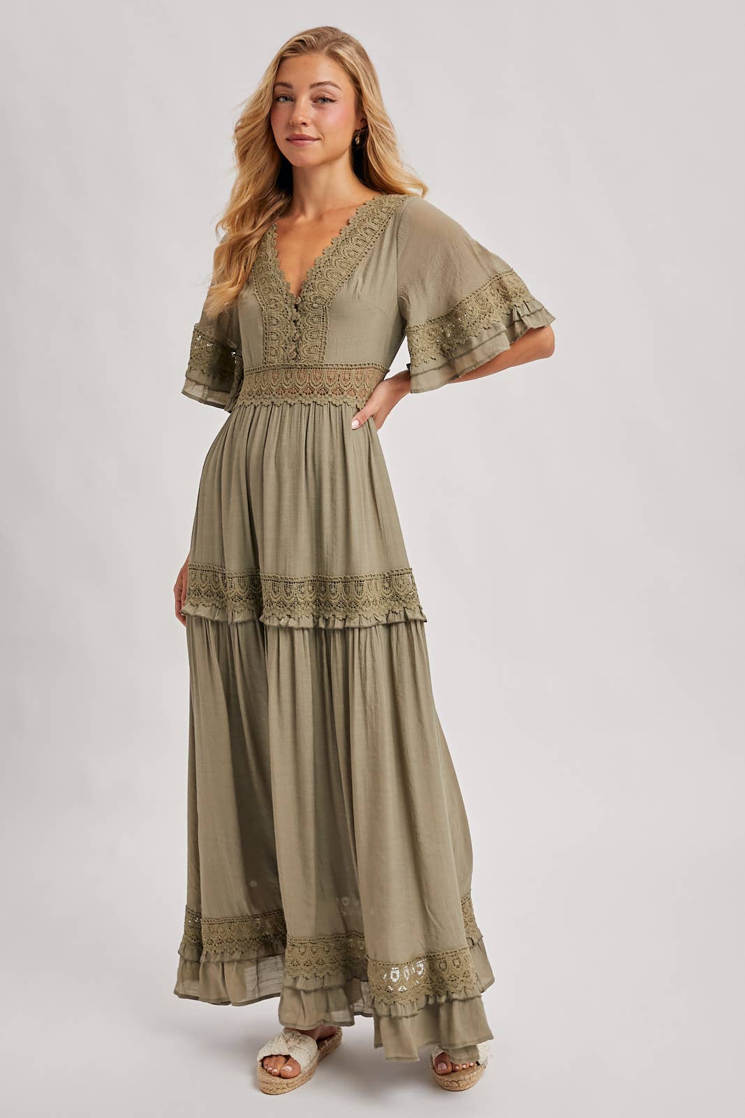 Olive Dreams Lace Maxi
