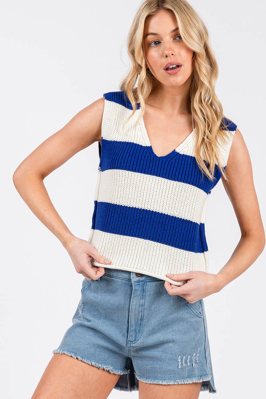 Go Team Striped Sweater Tank