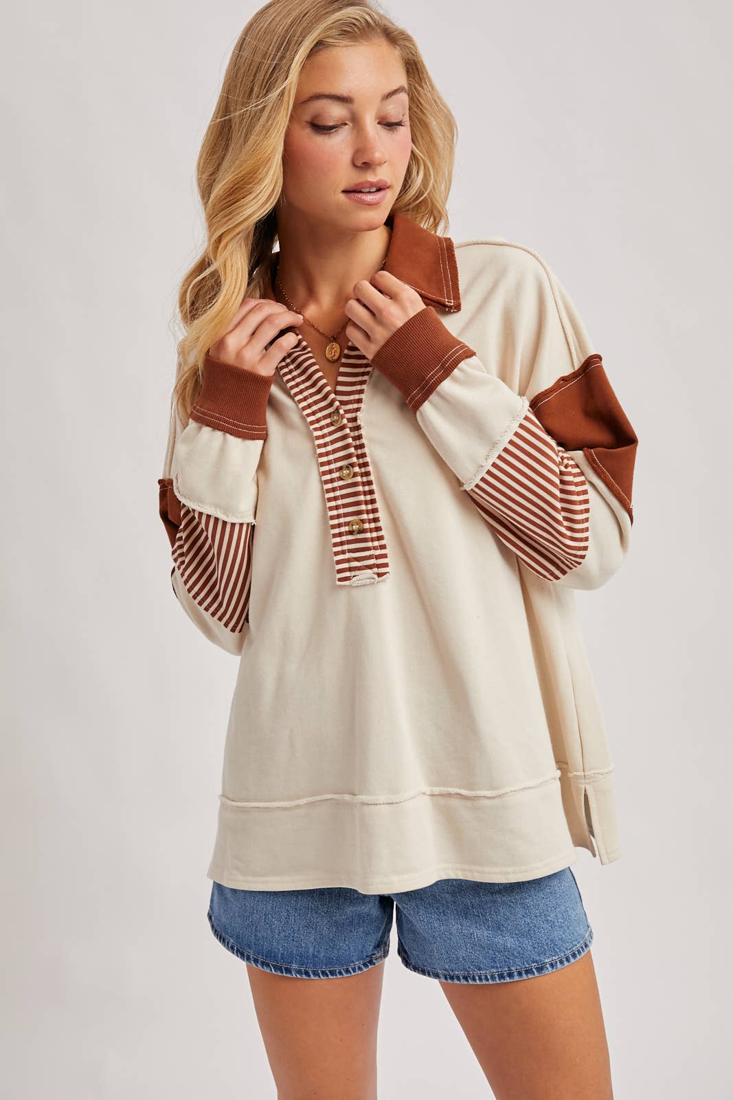 Pumpkin Spice Collar Knit Top