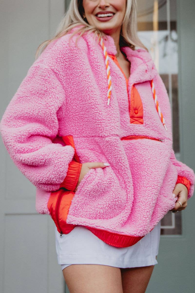 Pink Sherpa Pullover