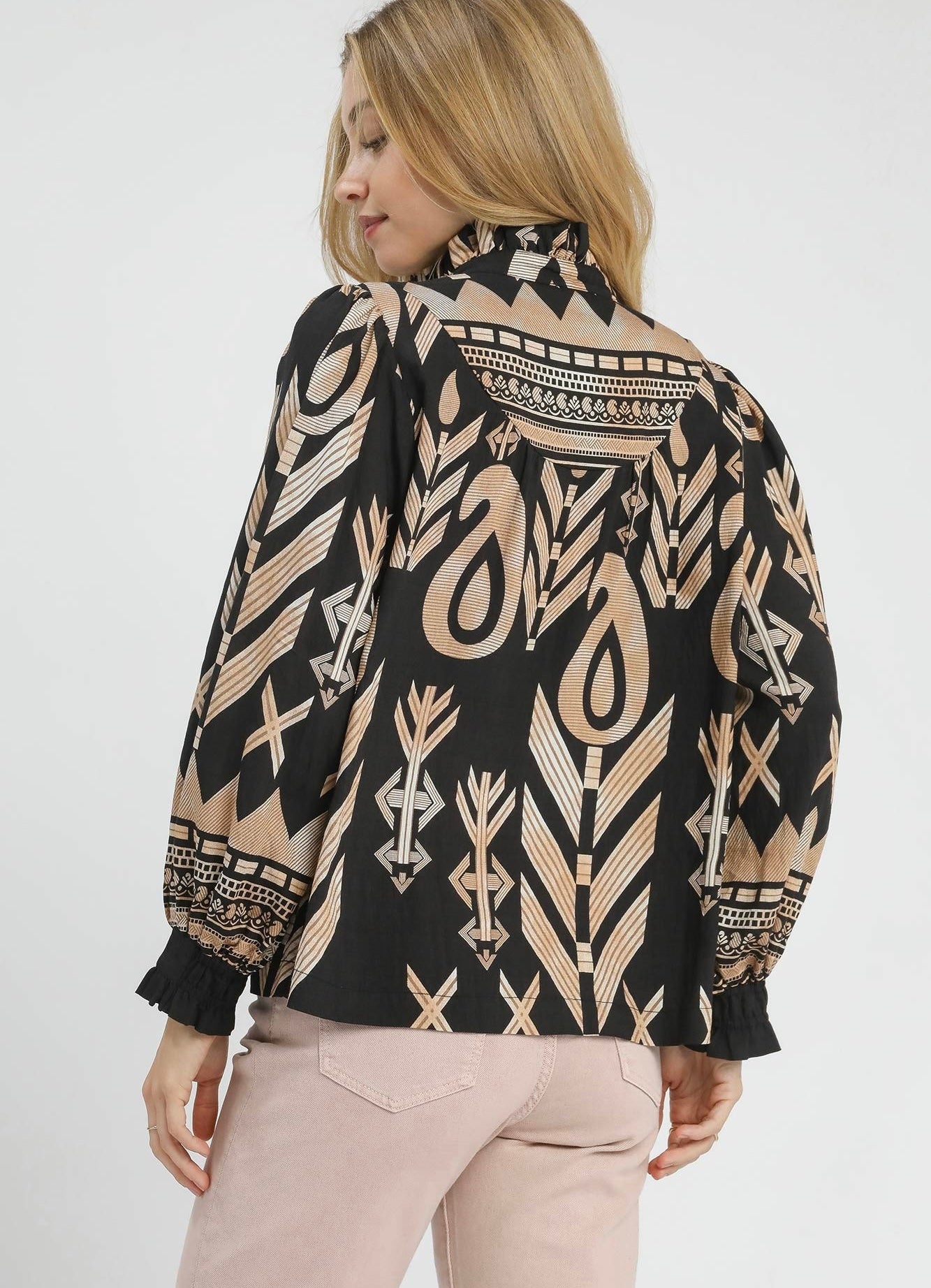 Neutral Boho Printed Blouse