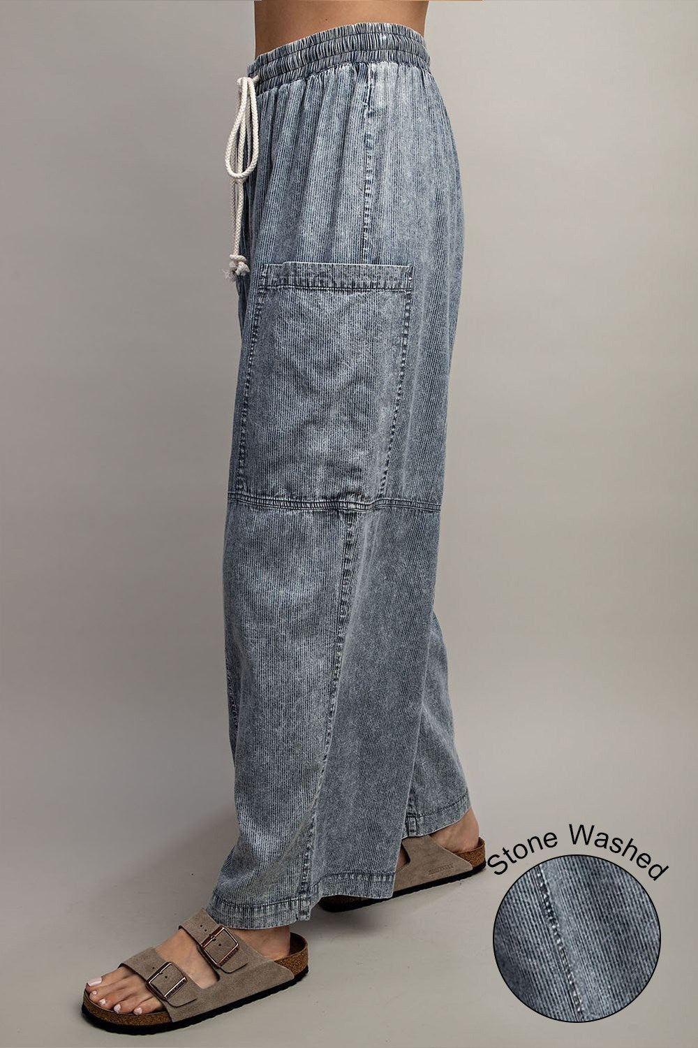Pinstripe Washed Pants - Plus