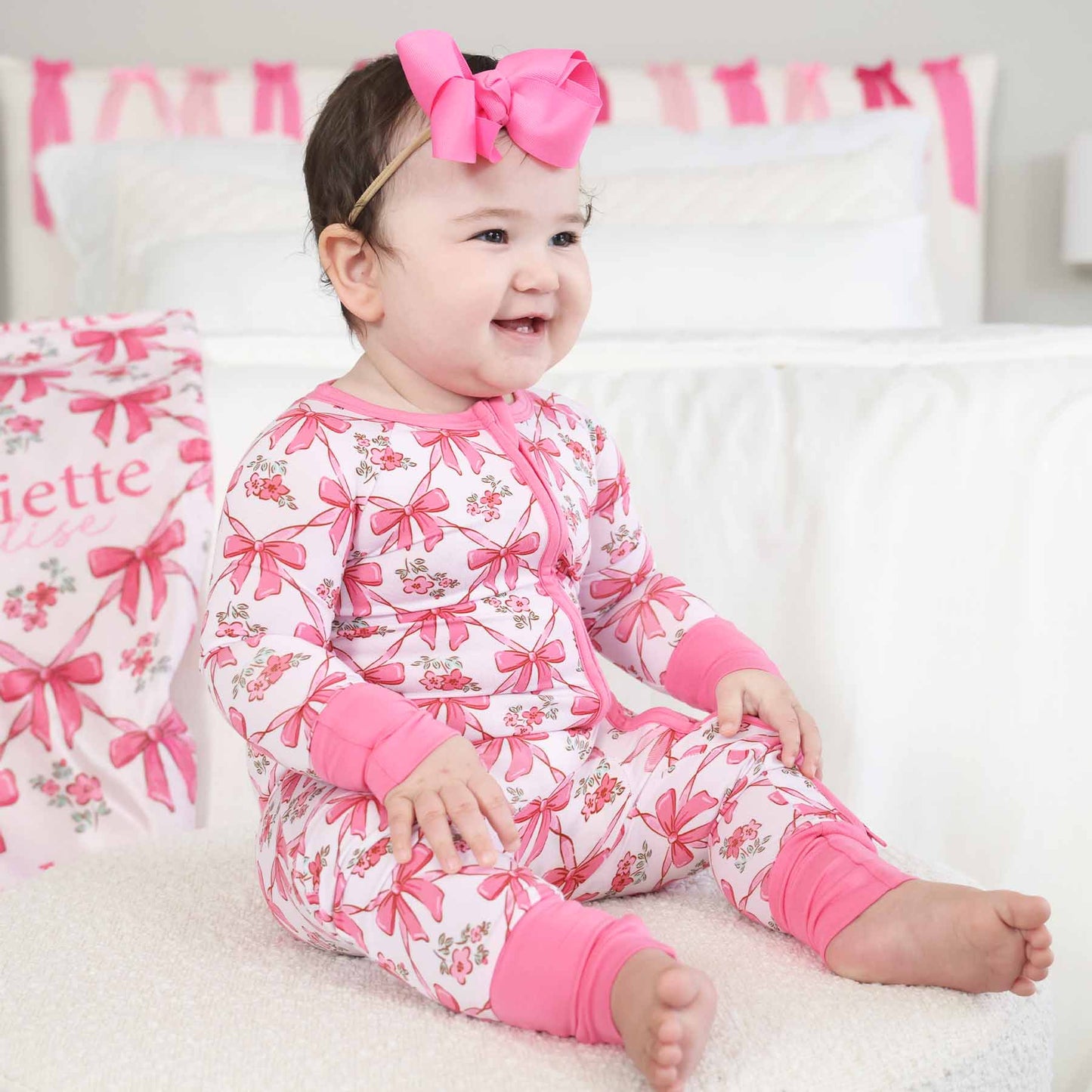 Bow Besties Bamboo Zip Romper