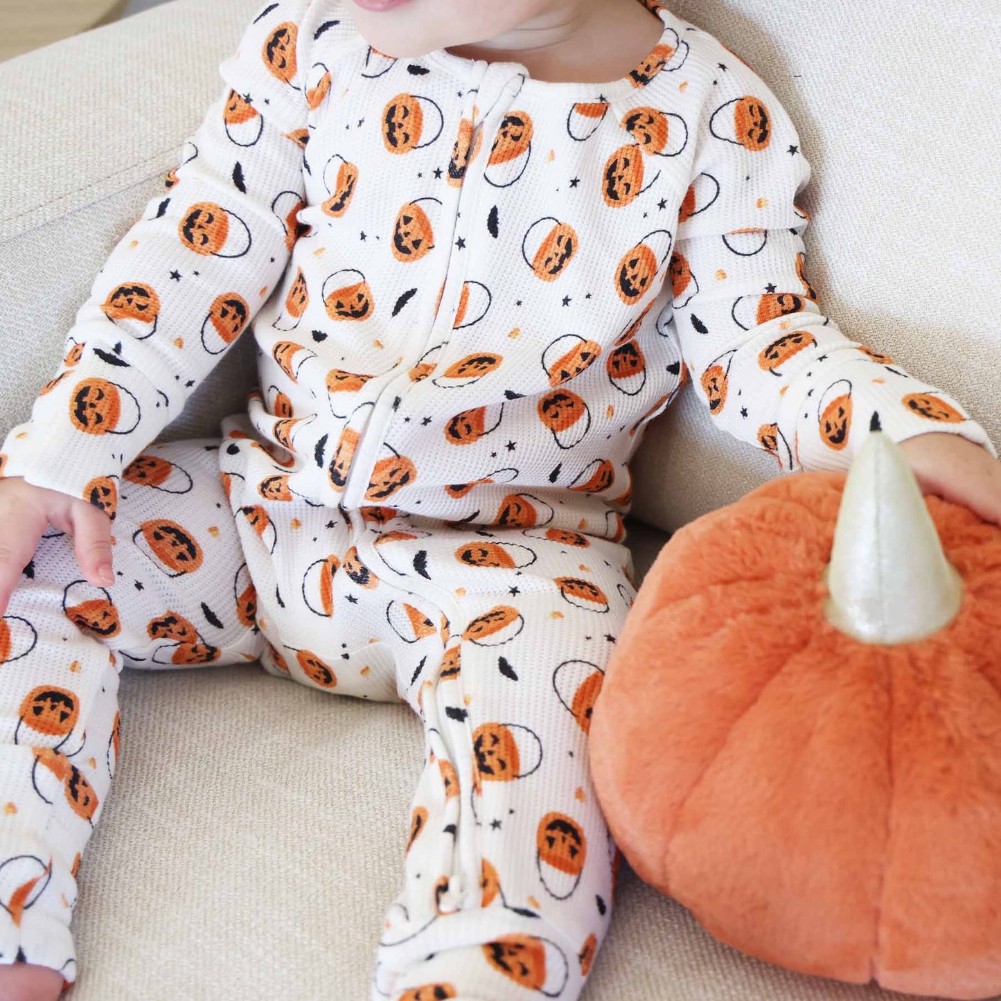 Trick or Treat Bamboo Waffle Zip Romper