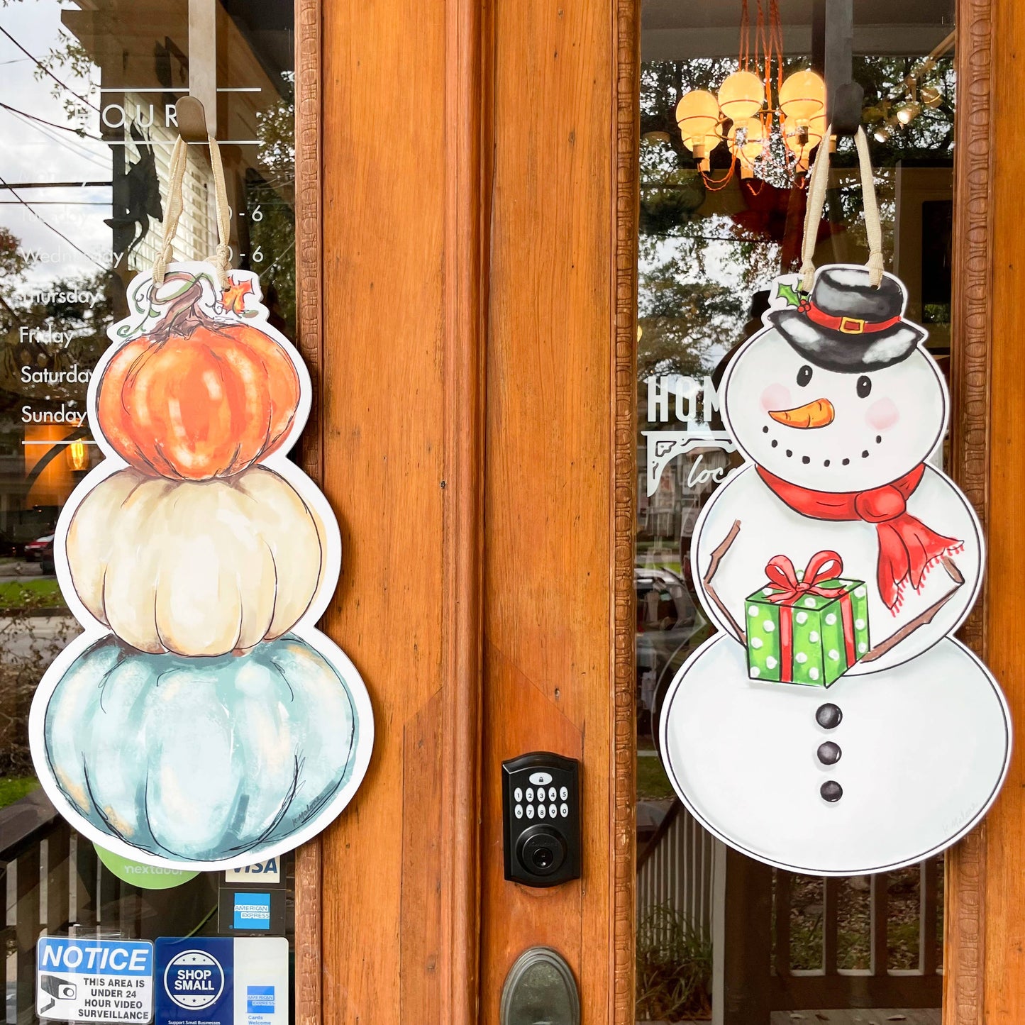 Snowman / Pumpkin Stack Double Sided Door Hanger