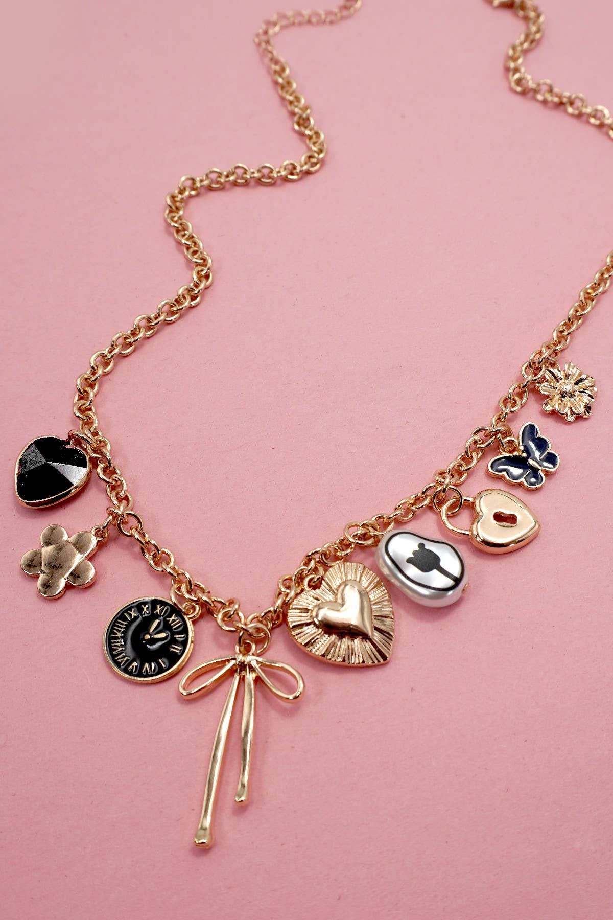 Clock + Lock Vintage Charm Necklace