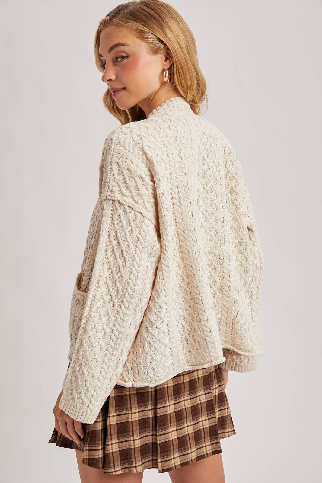 Latte Cable Knit Cardigan