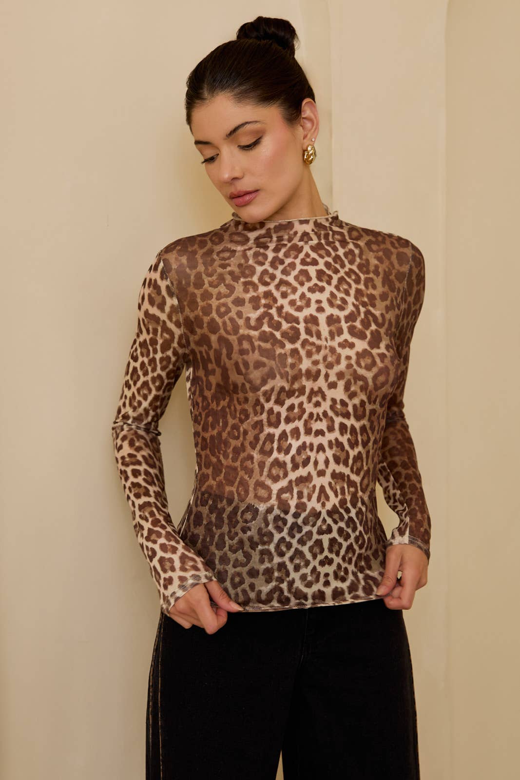 Leopard Mesh Top