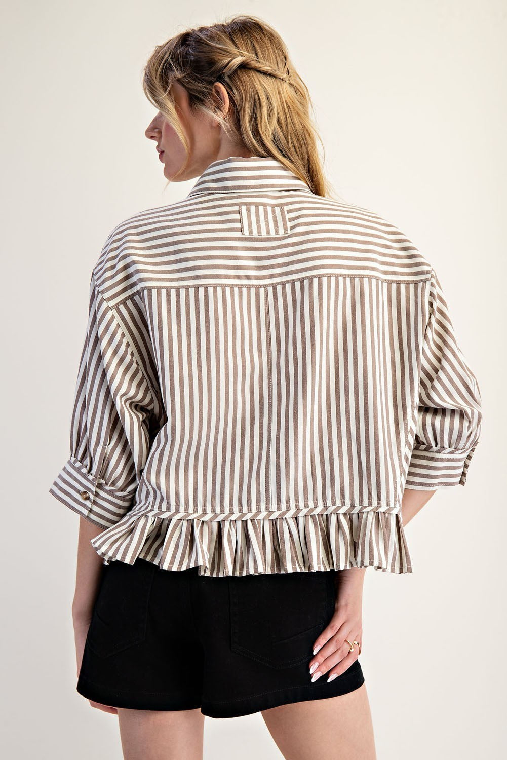 Striped Ruffle Hem Blouse