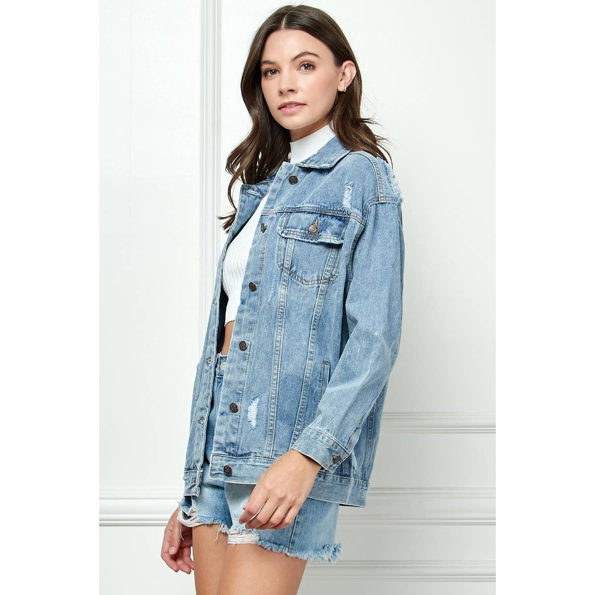 Distressed Classic Denim Jacket