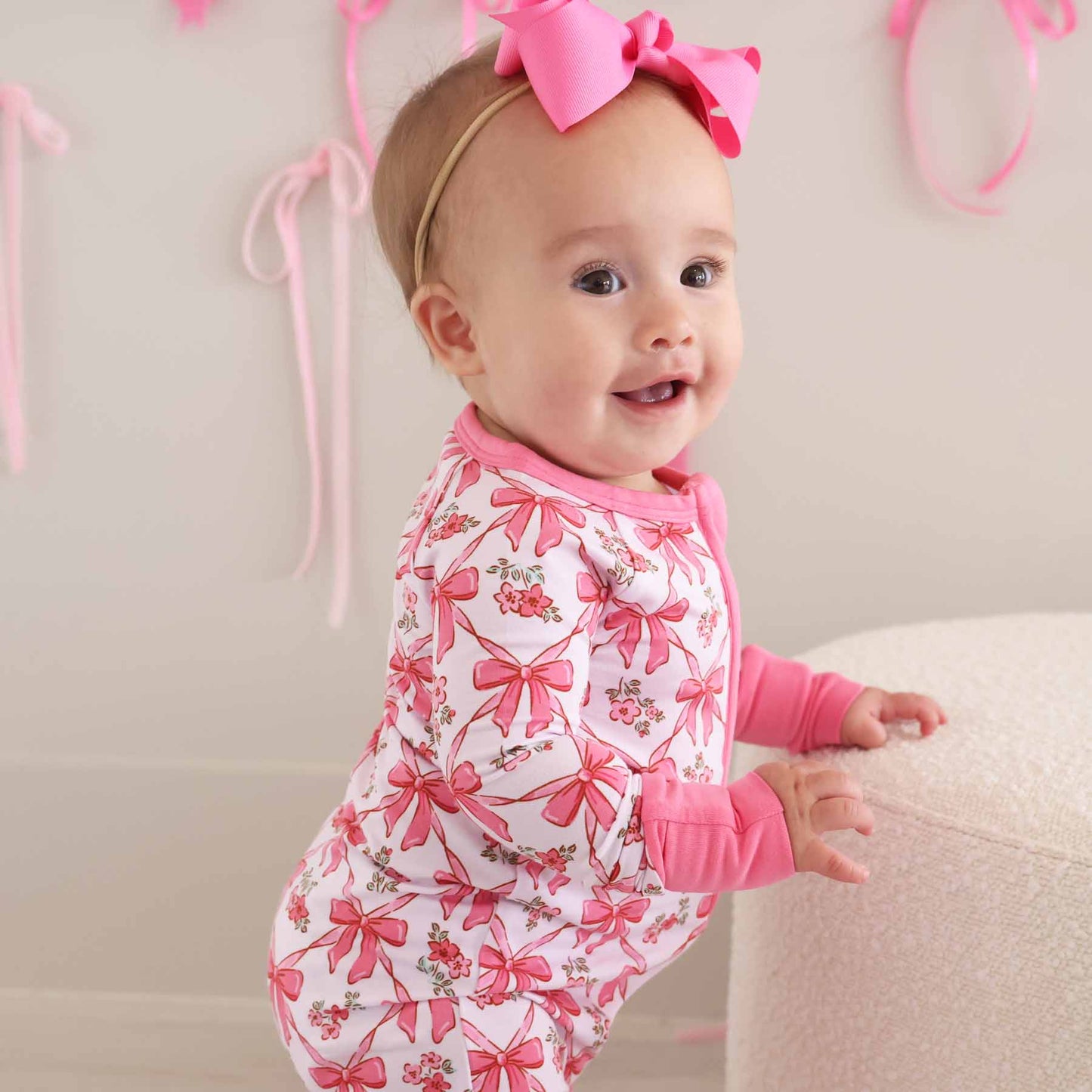 Bow Besties Bamboo Zip Romper