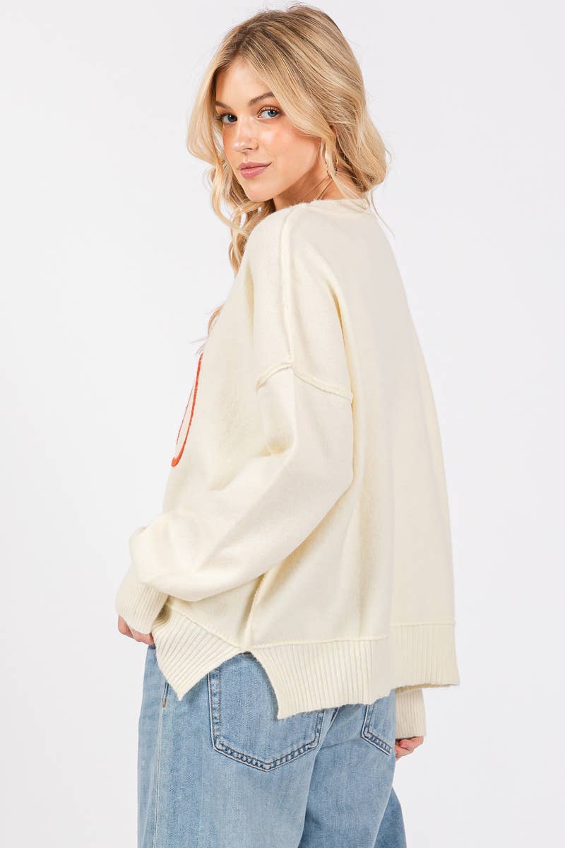 Pumpkin Embroidered Sweater