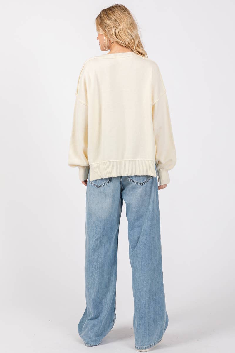 Pumpkin Embroidered Sweater