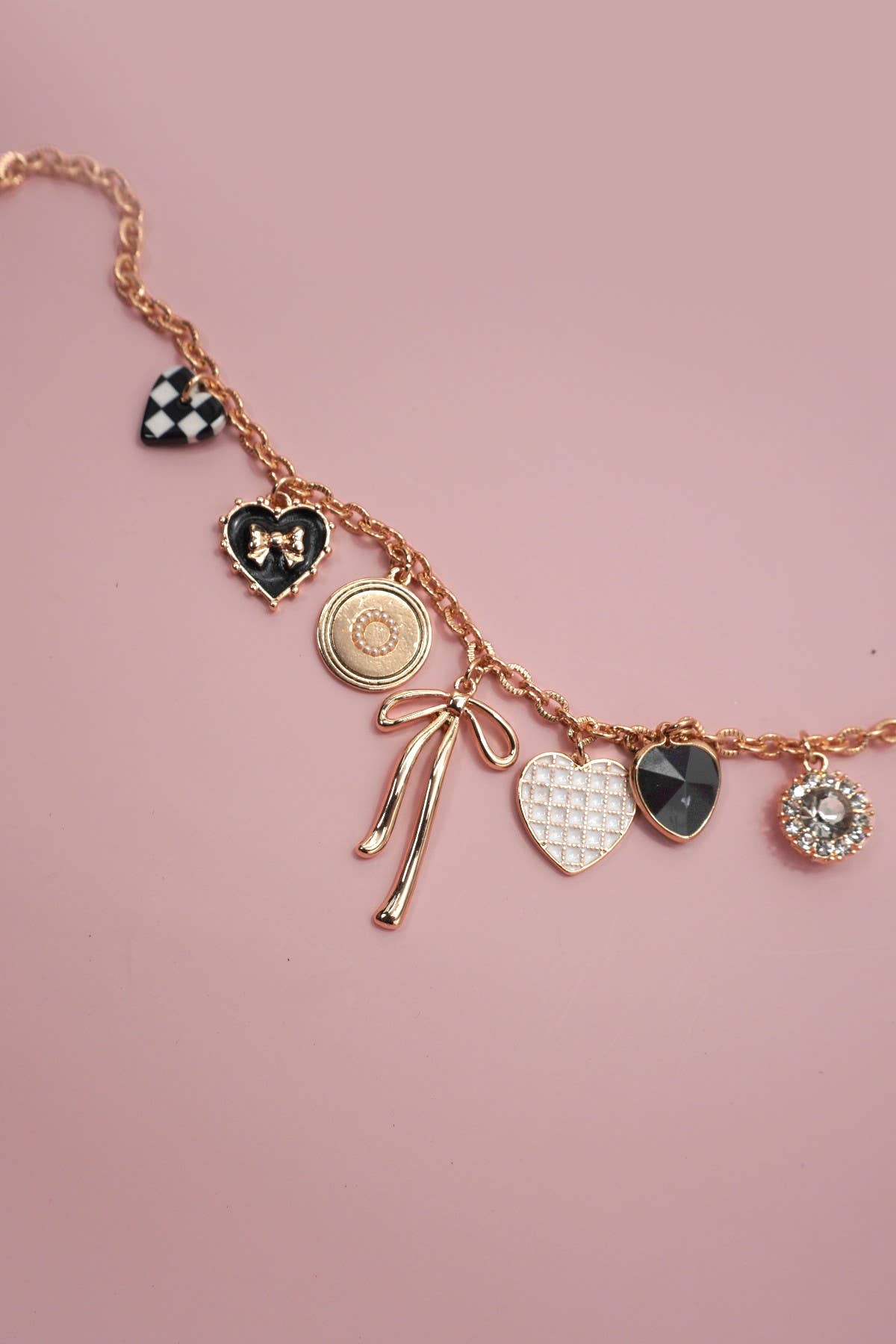 Checker Heart Charm Necklace