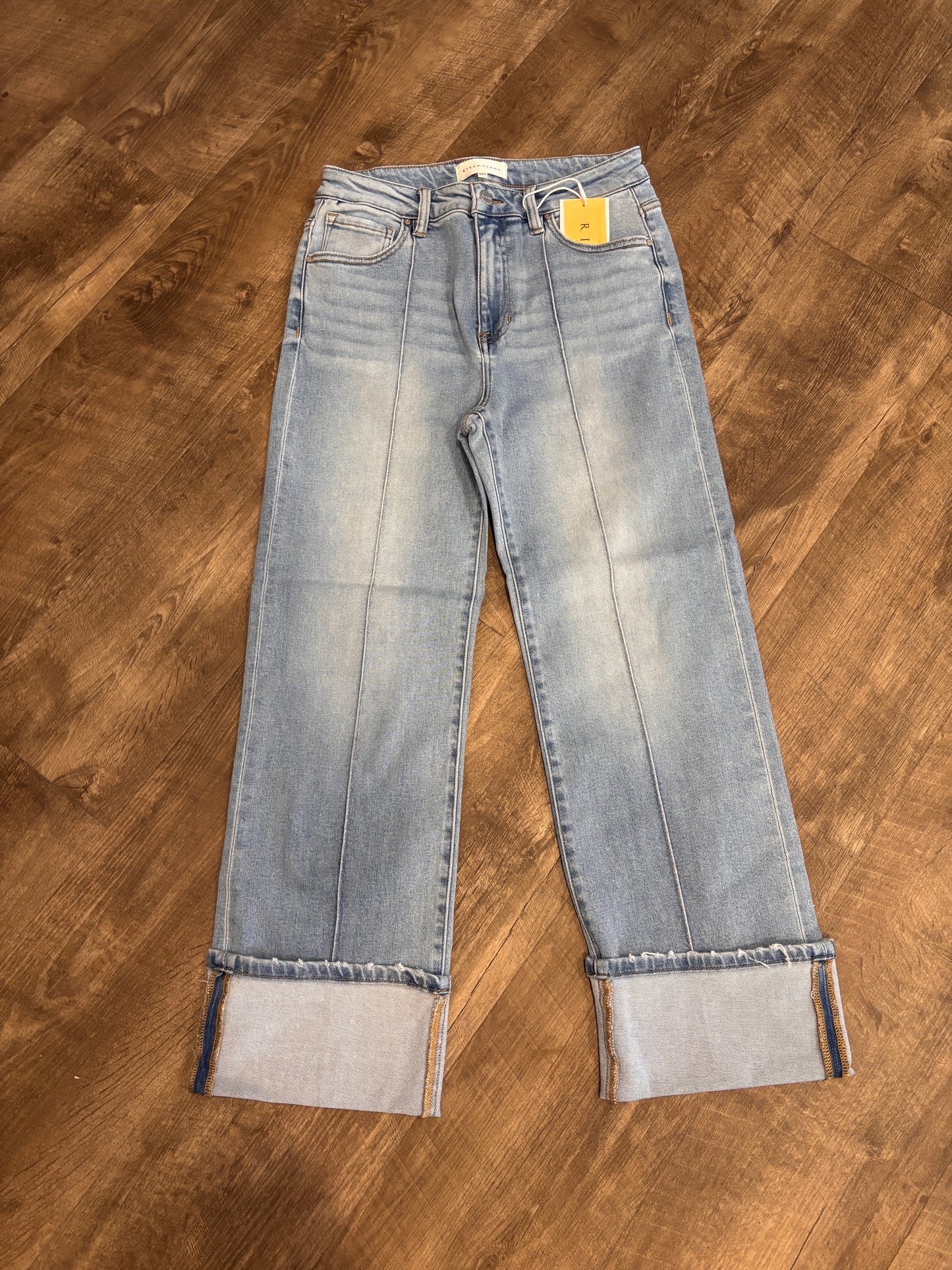 High Rise Ankle Straight Wide Cuffed