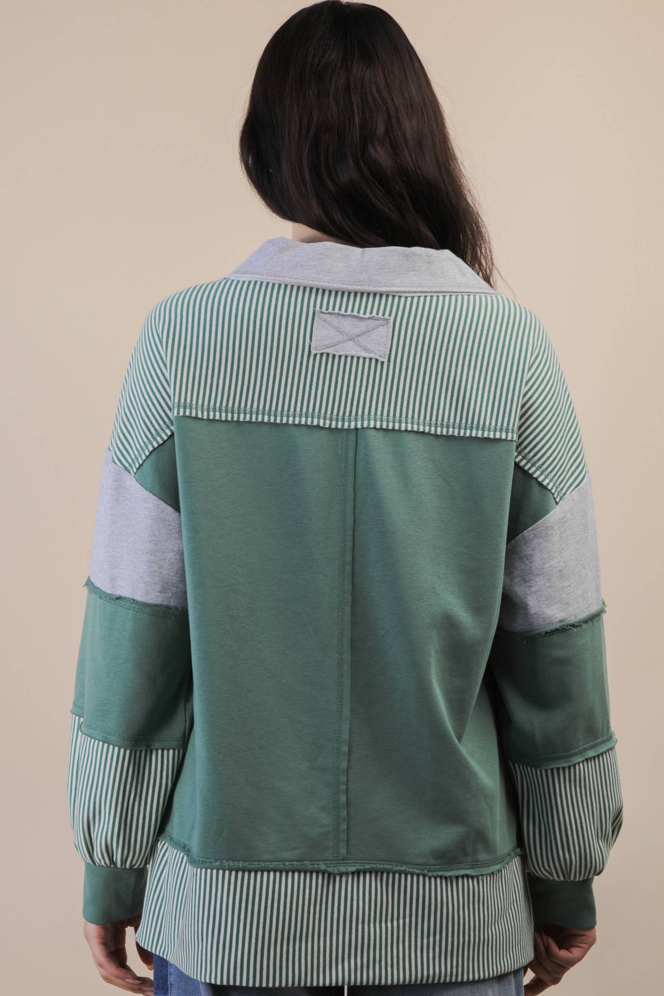 Sage Color Block Knit Top - Plus