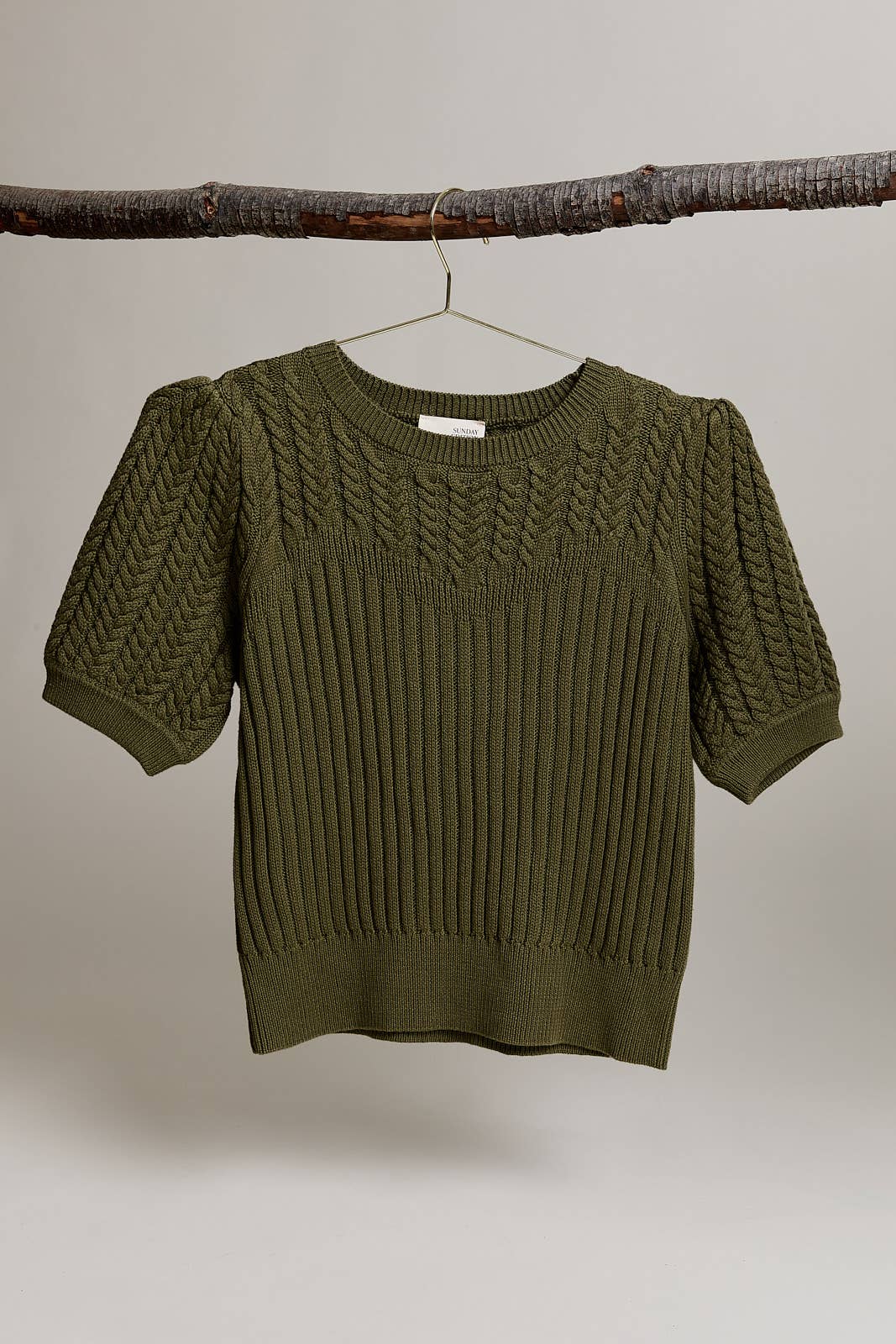 Fall Mood Olive Cable Sweater