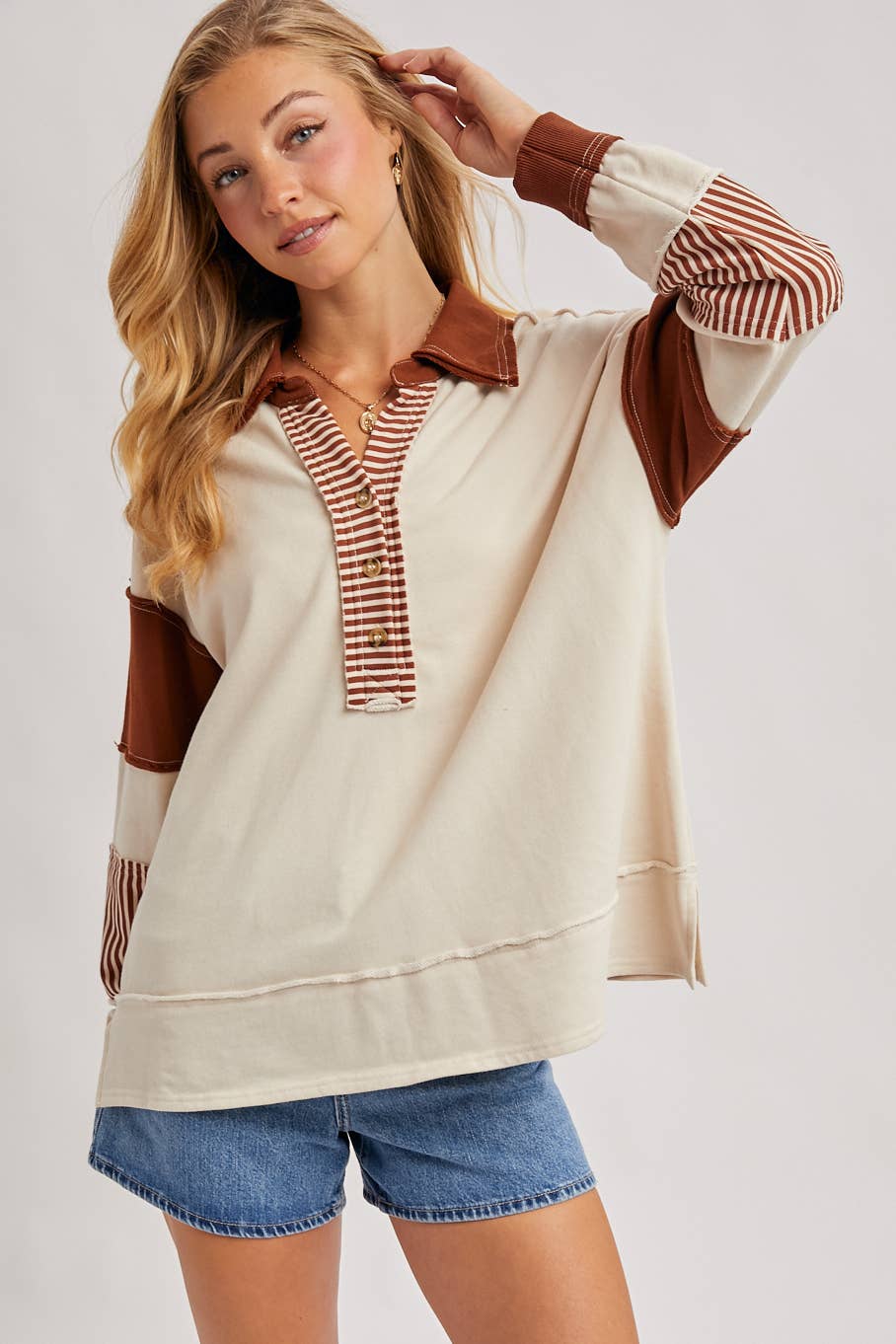 Pumpkin Spice Collar Knit Top