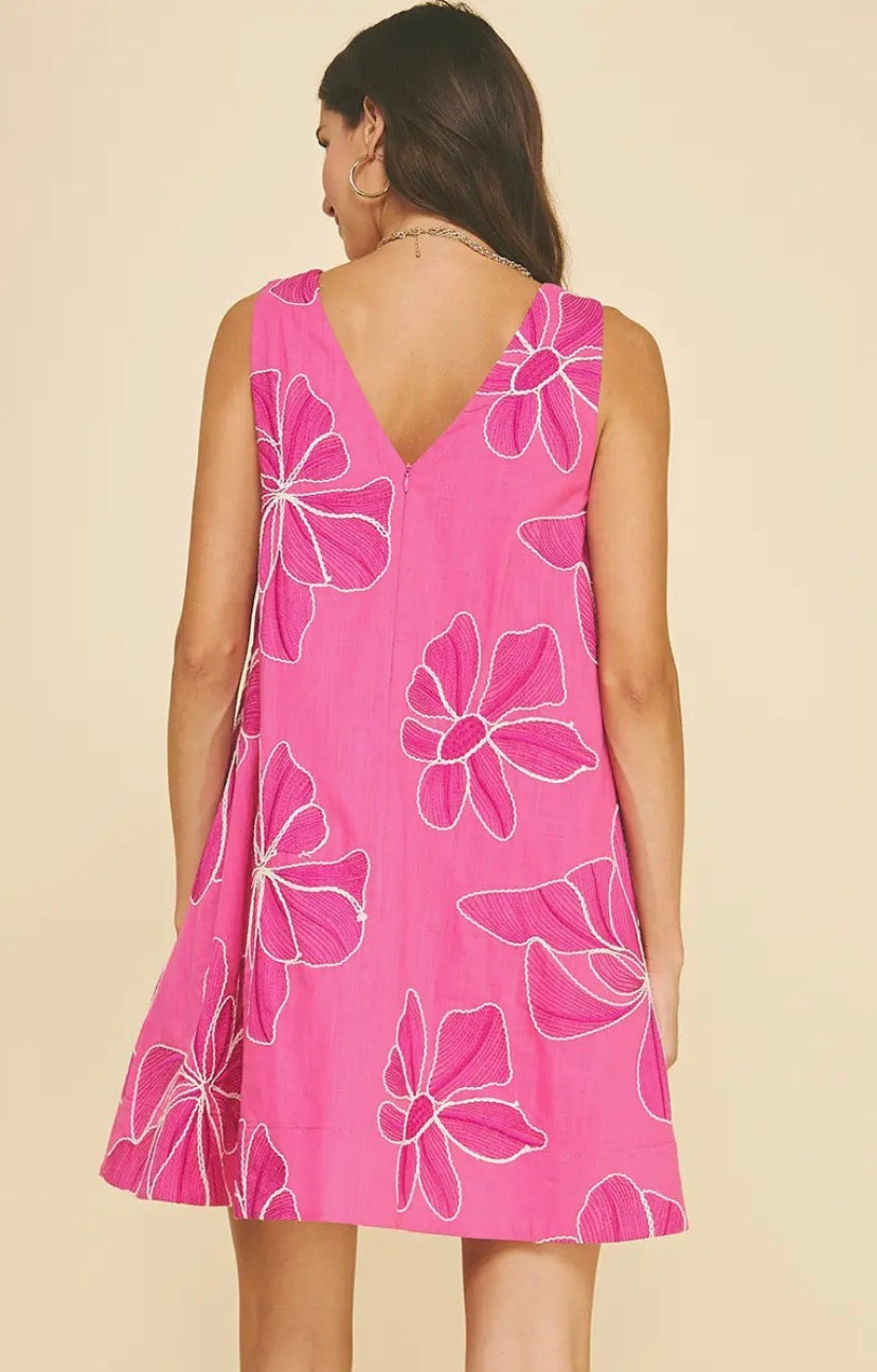 Floral Embroidered A Line Dress
