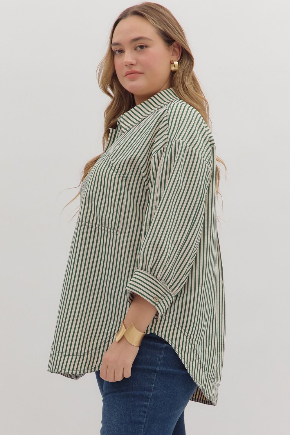 Striped Textured Top - Plus
