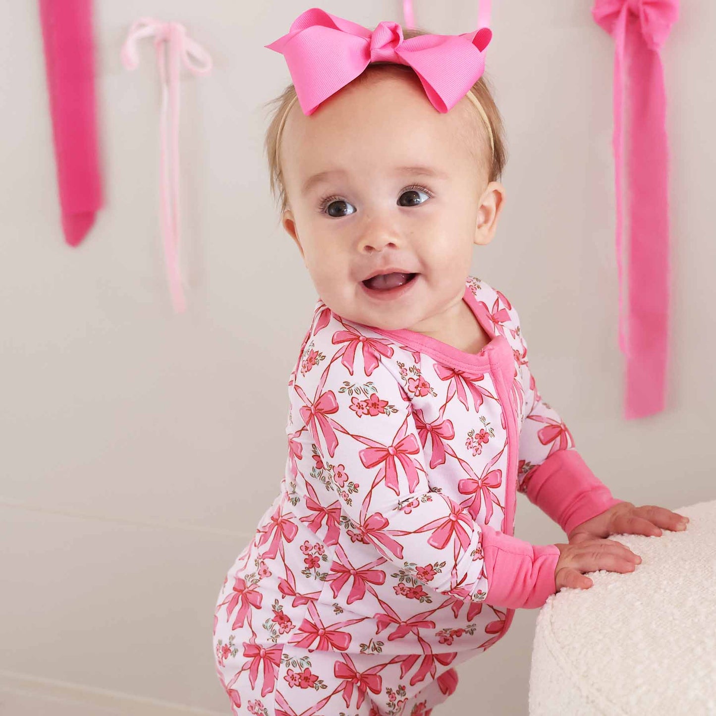 Bow Besties Bamboo Zip Romper