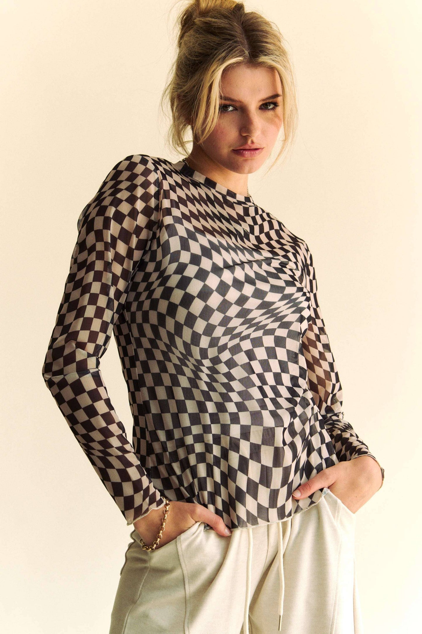 Checkered Layering Top