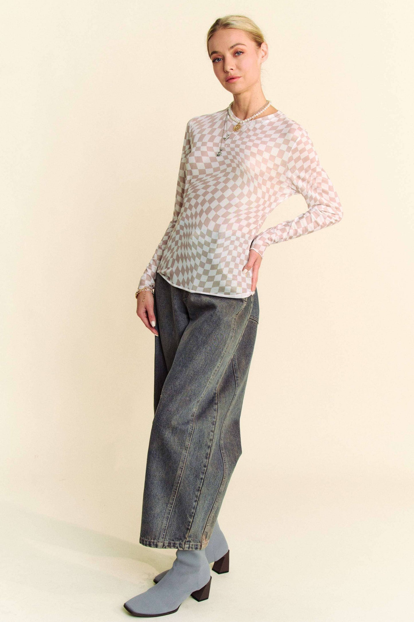 Checkered Layering Top
