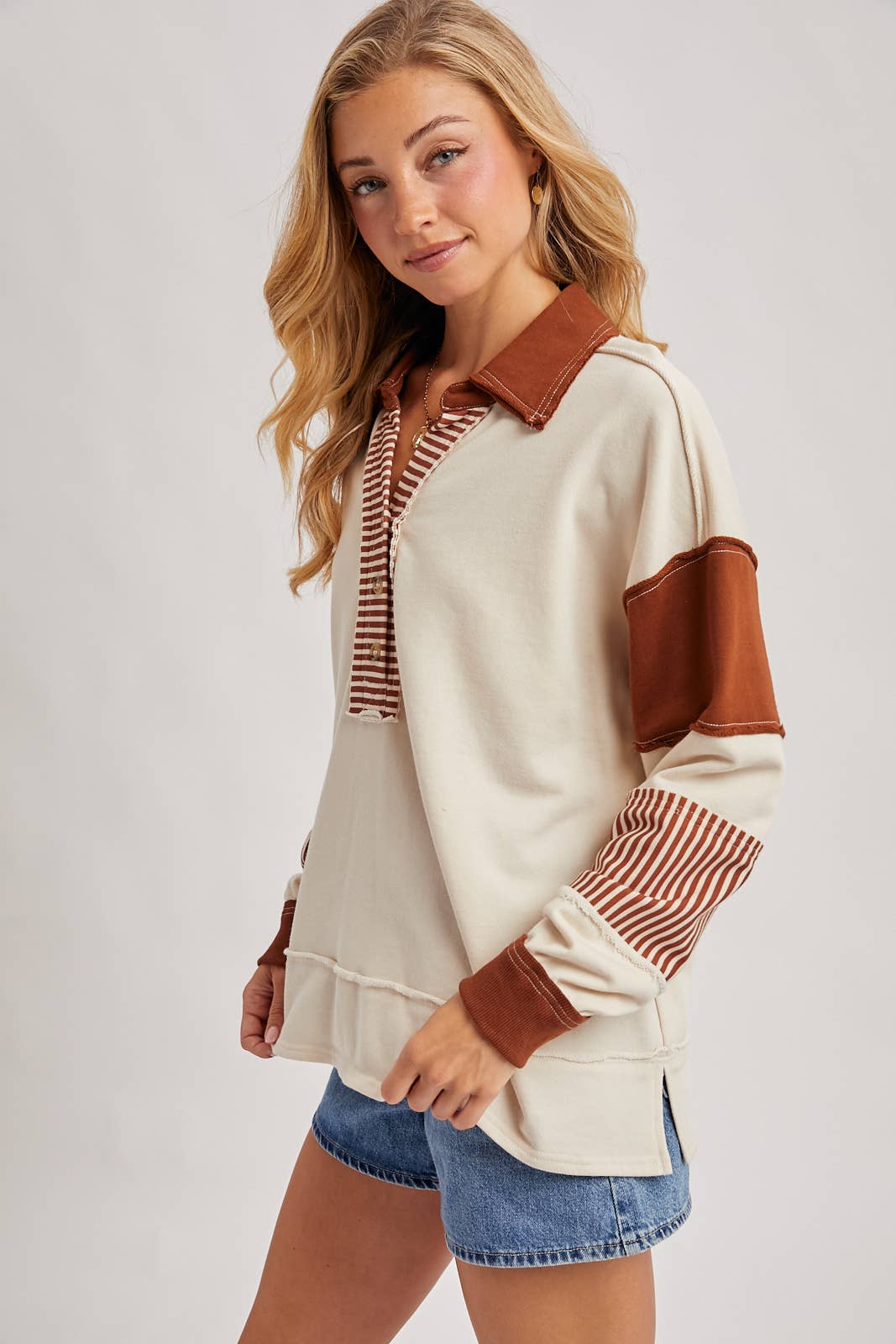 Pumpkin Spice Collar Knit Top