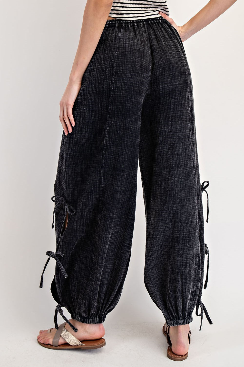 Mineral Wash Ribbon Tie Gauze Pants