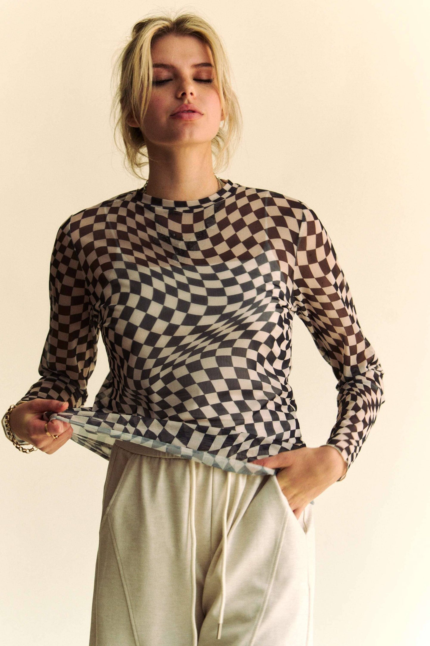 Checkered Layering Top