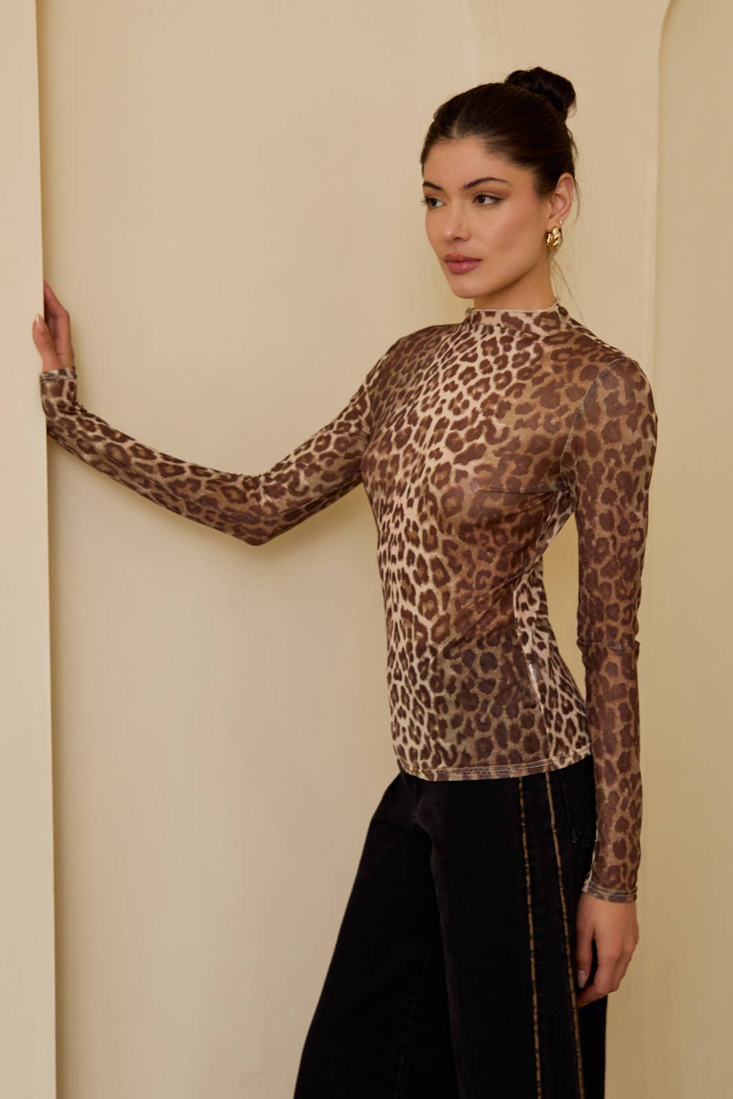 Leopard Mesh Top