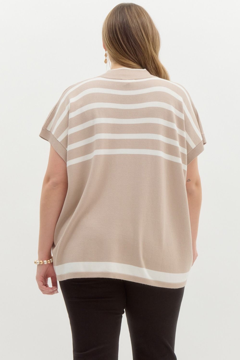 Mock Neck Striped Top - Plus